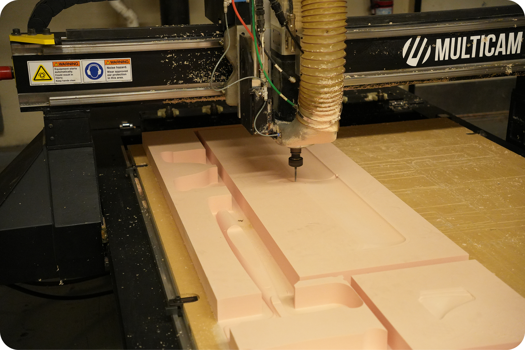 CNC machining plugs and parting boards from high-density foam